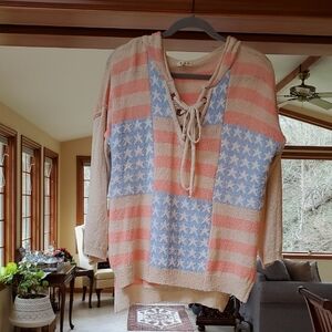 POL Striped Star Patterned Hoodie